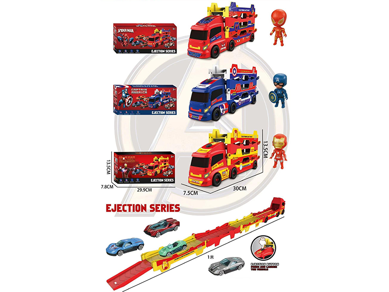 Ejection Track Storage Truck With 4 Alloy Cars, 1 Action Figure