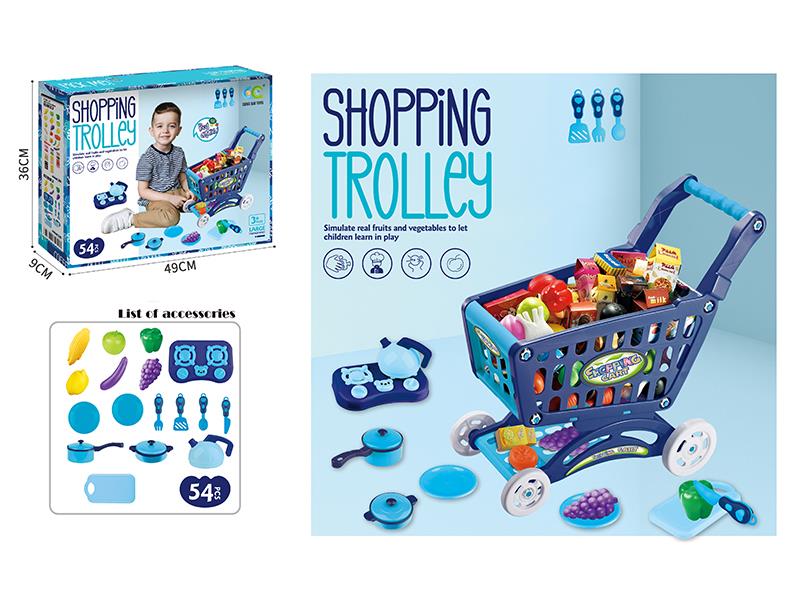 57CM Large Shopping Cart With Tableware Set