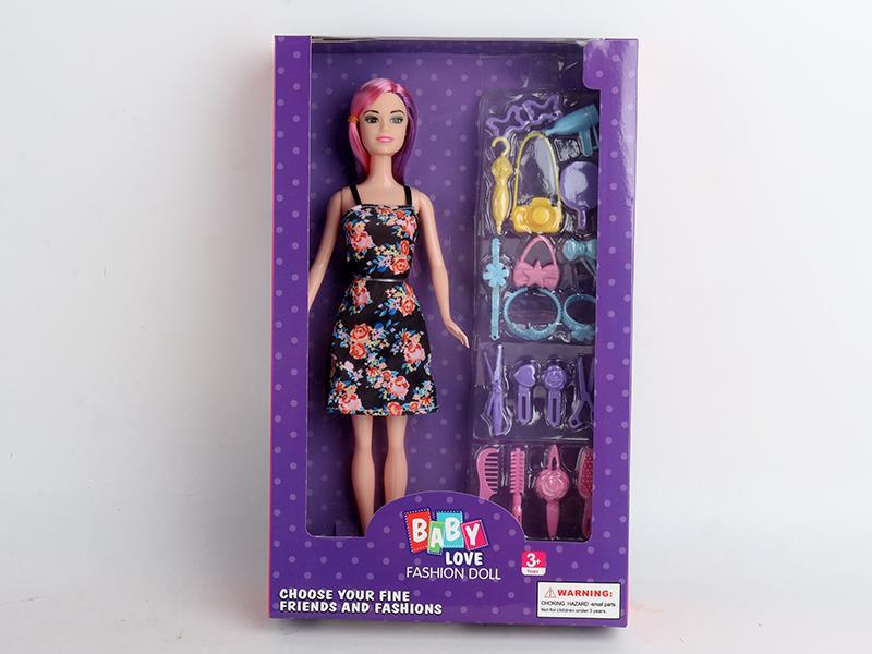 11 Inch Solid Fashion Doll With Hair Dryer Camera Umbrella Table Tennis Racket Hairpin Hairband Ring Scissors Curler Comb