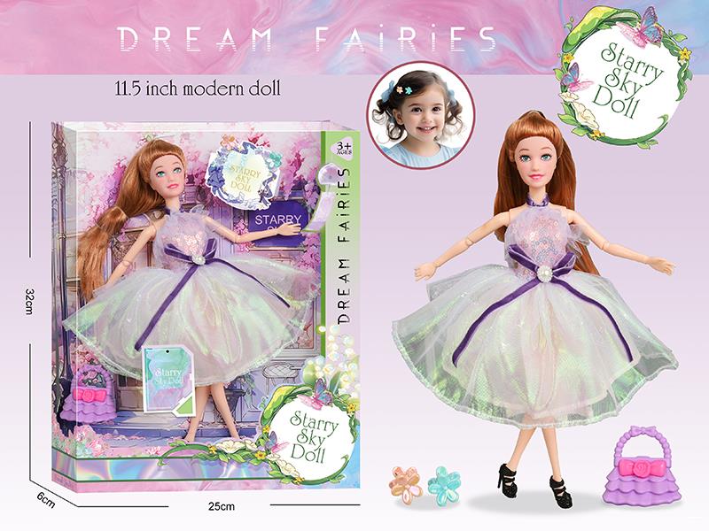 11.5 Inch 11-Joints Dream Fairies Doll With 2 Hair Clips, Handbag