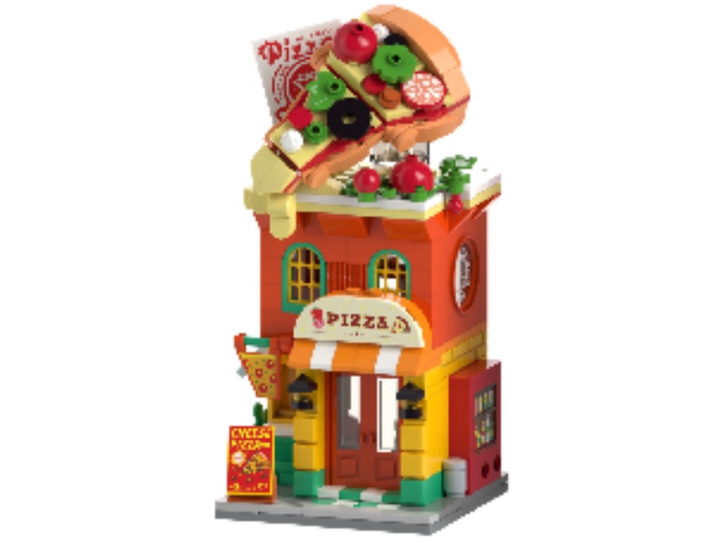 A Colorful Street Scene With Building Blocks