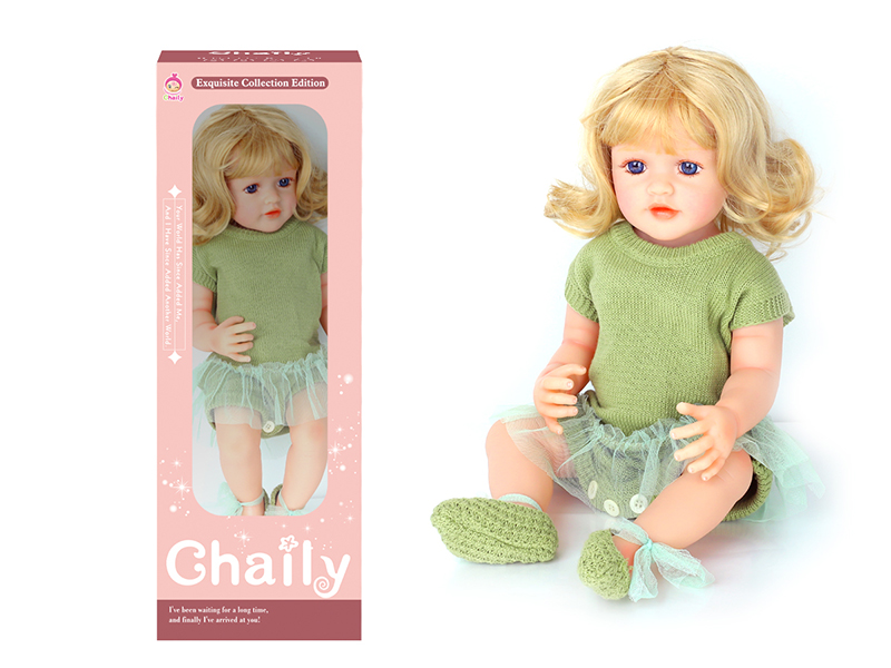 55CM Soft Glue High Simulation Baby Doll(Wig Sheath)With Diaper, Birth Card