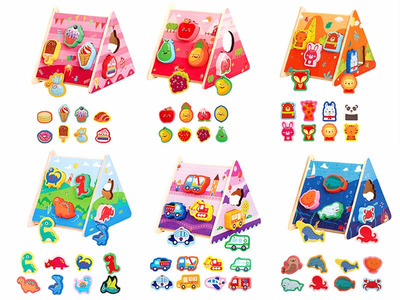 Wooden Toy Shape Building Blocks Matching Game