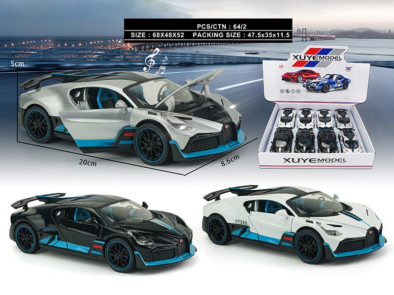 1:24 Pull Back Alloy Car Model Bugatti With Lights And Music(6 Side Doors Open)8PCS