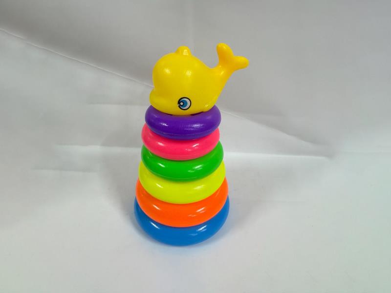 Dolphin Rainbow Tower Jenga Ring 6 Layers