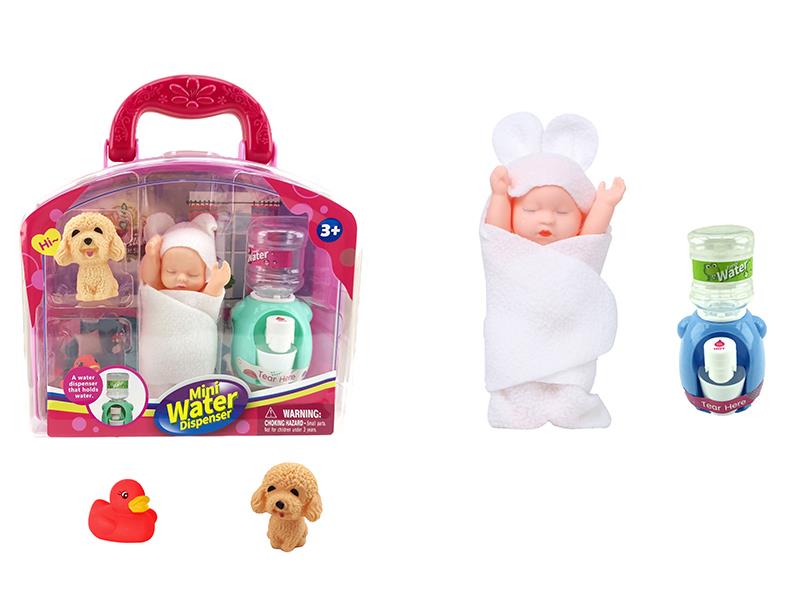 Mini Water Dispenser + Baby Doll + Animal Set