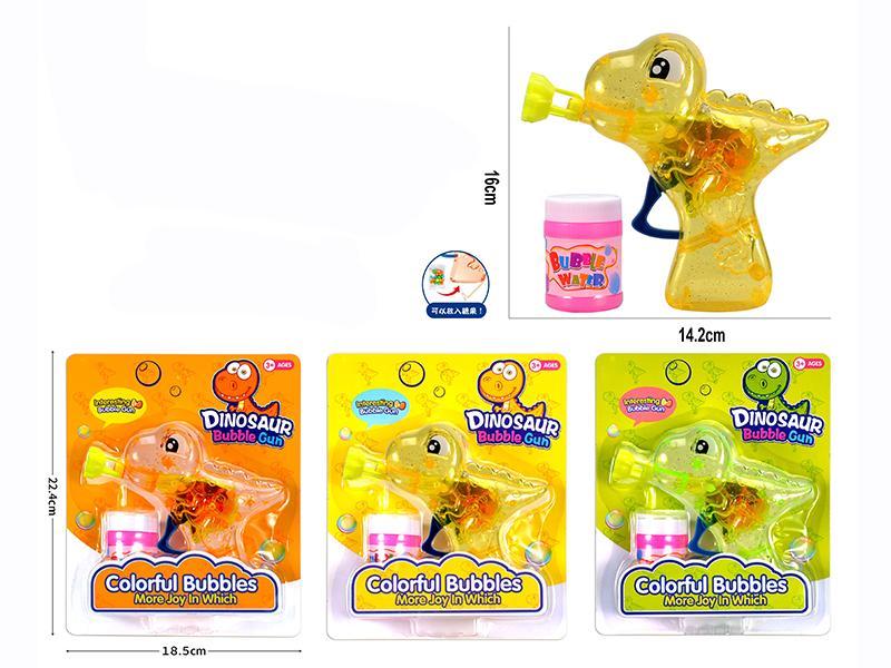 Friction Transparent Dinosaur Bubble Gun With Light