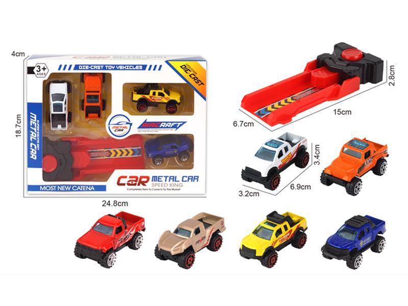 4Pcs Alloy Pickup Truck+Catapult
