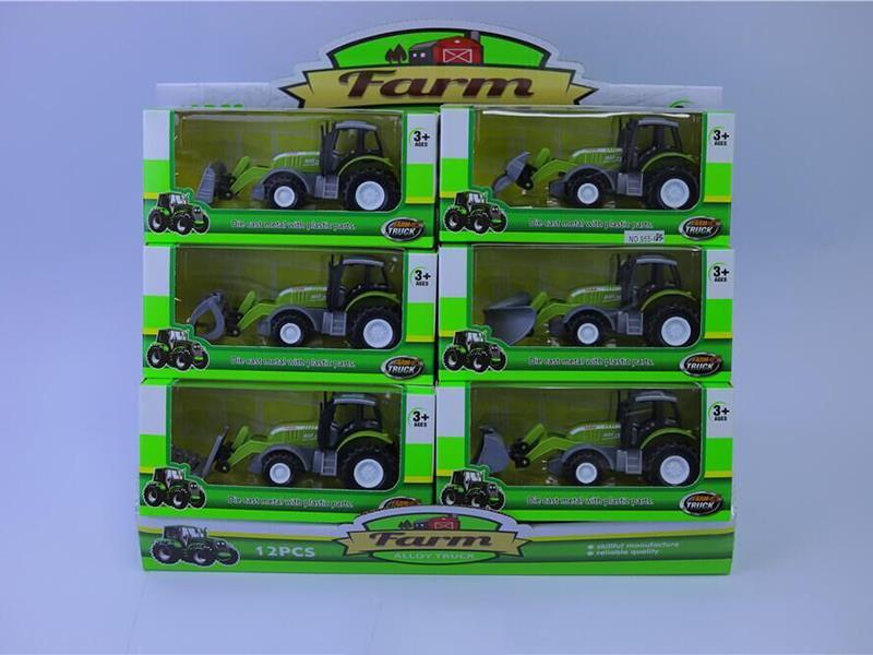 Pull Back Alloy Farm Tractor 12pcs