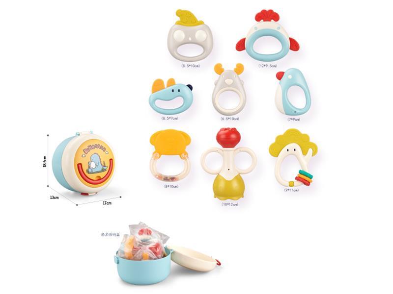Dinosaur Storage Box Rattle & Teether (8PCS)