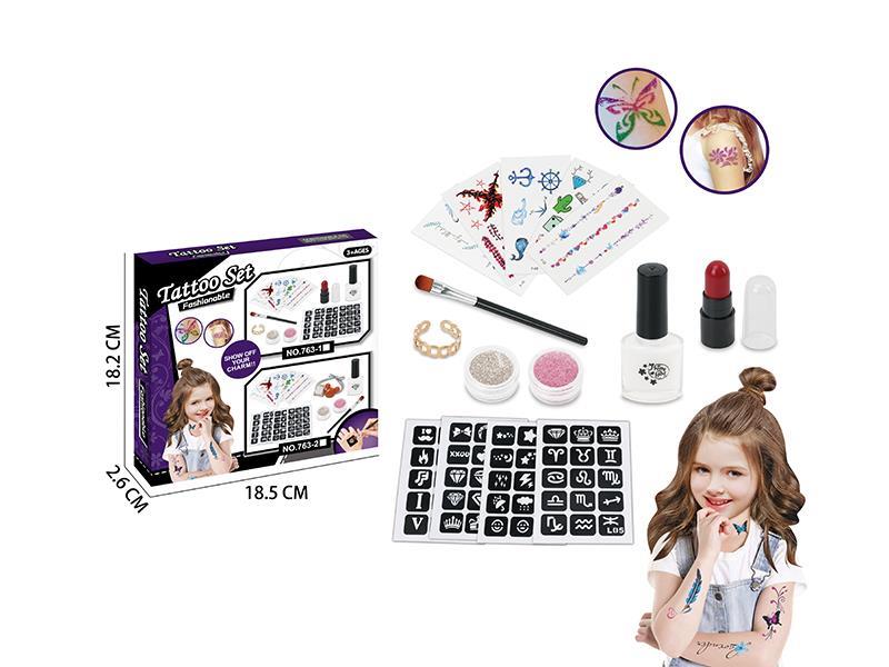 Tattoo Patch + Tattoo Mold + Lipstick Ring + Headband + Glue + Glitter Powder