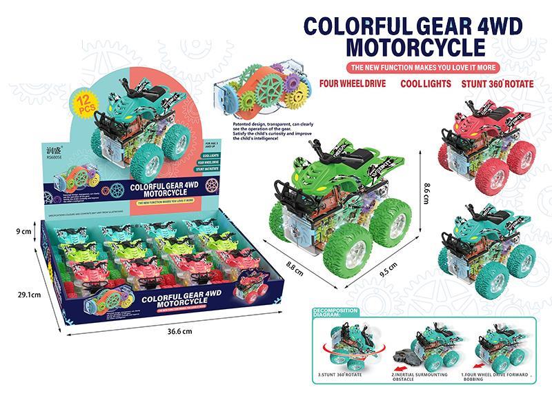 Friction Colorful Gear 4WD Motorcycle 12PCS