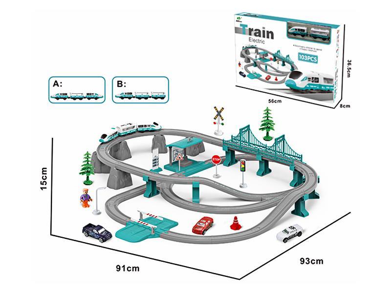 103PCS Green Rail Car With Platform