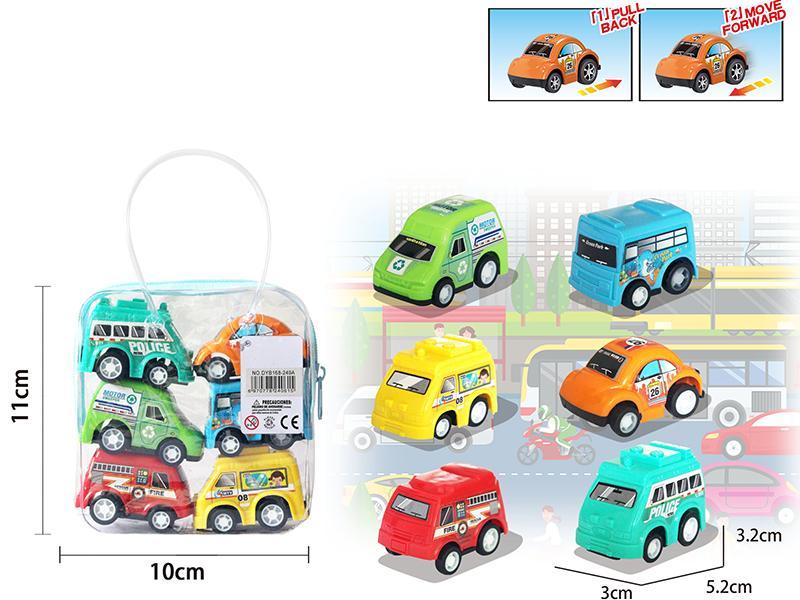 6pcs Pull Back City Cars