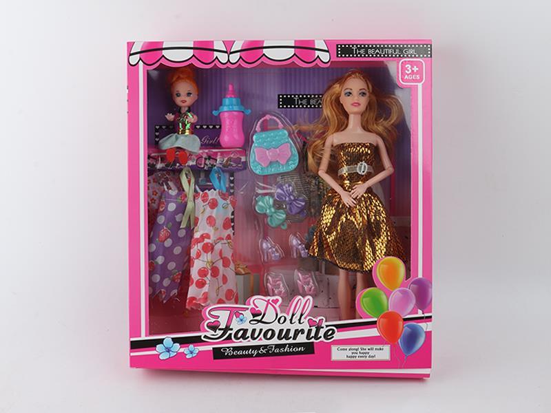 11.5 Inch Solid Articulated Doll Baby Bottle Shoes Hairpin Bag