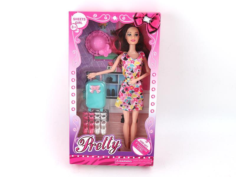 11.5 Inch Solid Articulated Doll Hat, Suitcase, Shoescameracomb