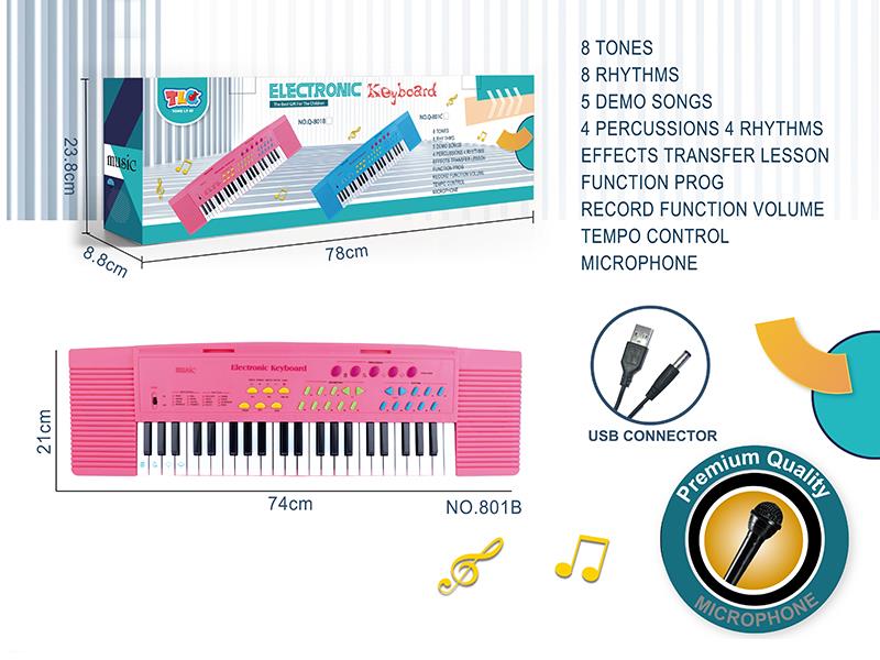 44 Key Multifunctional Electronic Organ With Microphone, USB Cable(Pink)