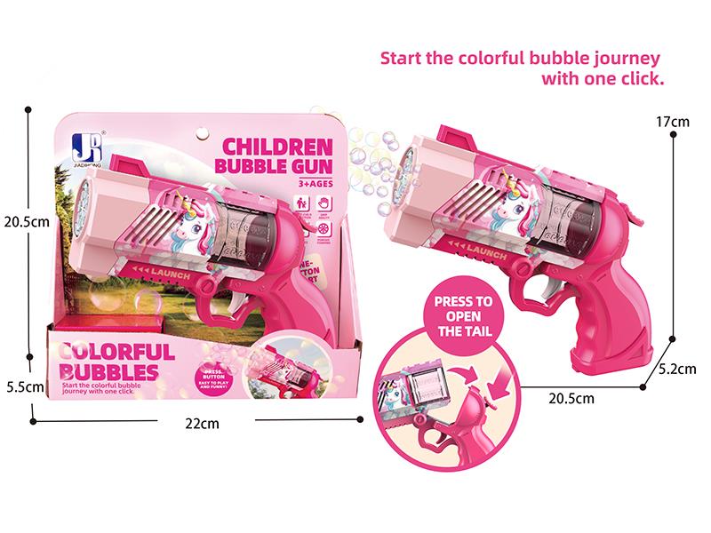 B/O 8-Holes Unicorn Theme Revolver Bubble Gun With Lights