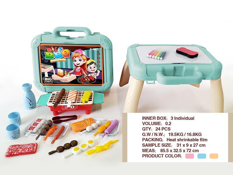 BBQ Series Toys Writing Board 2 In 1 Portable Storage Case