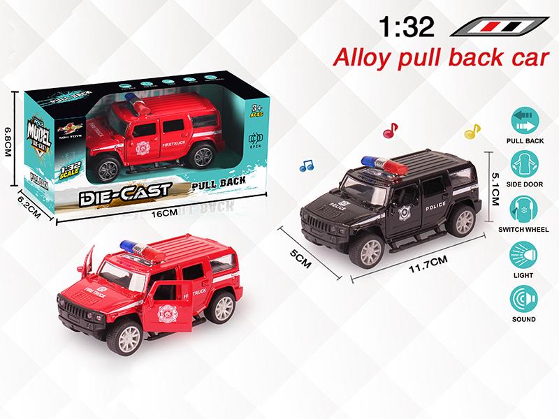 1:32 Hummer Alloy Open Doors Pull Back Police Car With Light And Music