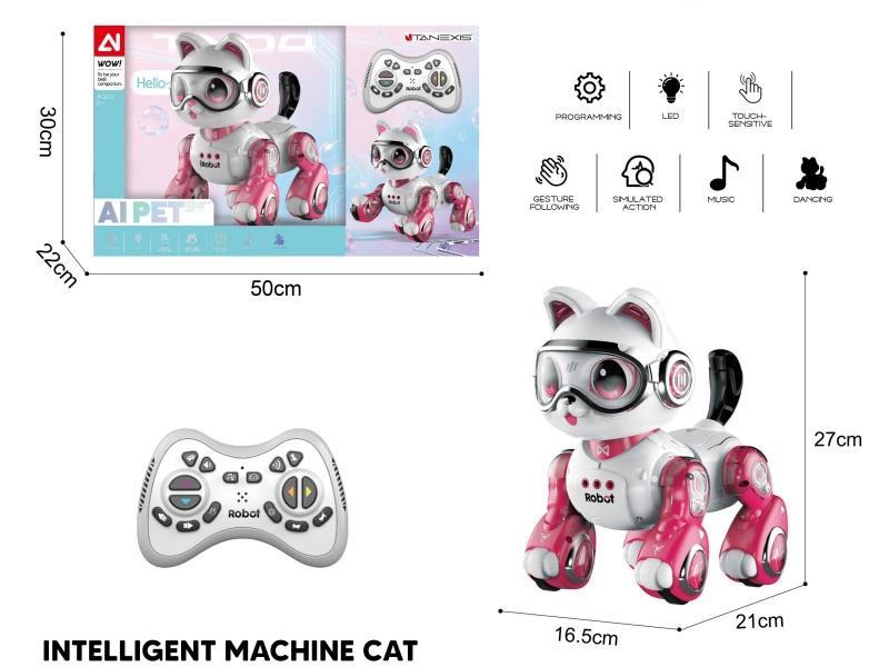 The Intelligent Voice-Controlled Robot Cat With Gesture Sensing And Touch Sensing In Pink