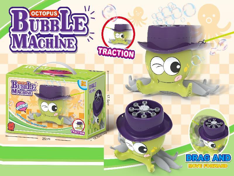 (Purple-Green) Electric Octopus Pulling Rope Bubble Machine With Light