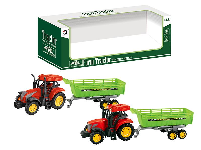 Friction Farm Tractor With Dump Trailer(Lights And Music)
