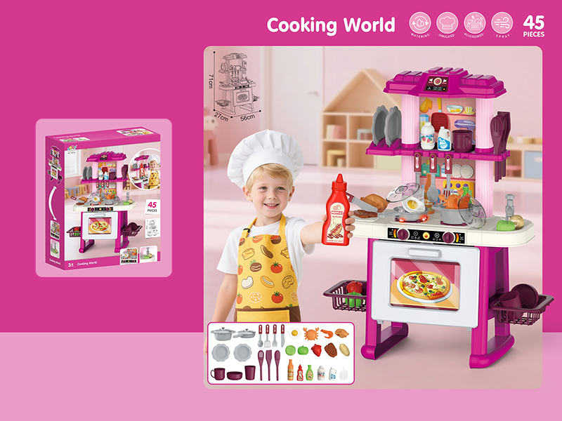 Children's Kitchen Counter With Sound And Light(45PCS)