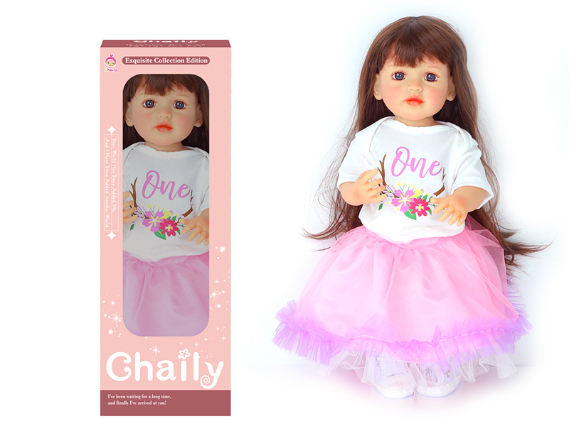 55CM Soft Glue High Simulation Baby Doll(Wig Sheath)With Diaper, Birth Card