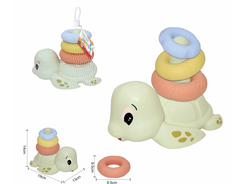 Soft Rubber Turtle Stacking Ring Toy 4pcs