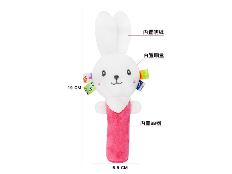Bb Called The Pink Rabbit Baby Soothing Plush Hand-Cranked Stick