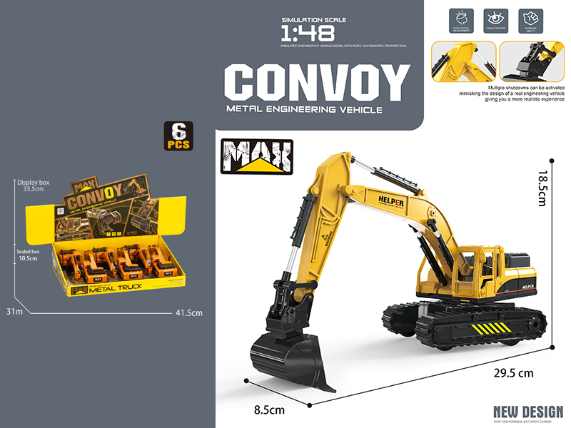 6PCS Simulation Friction Excavator Engineering Vehicle