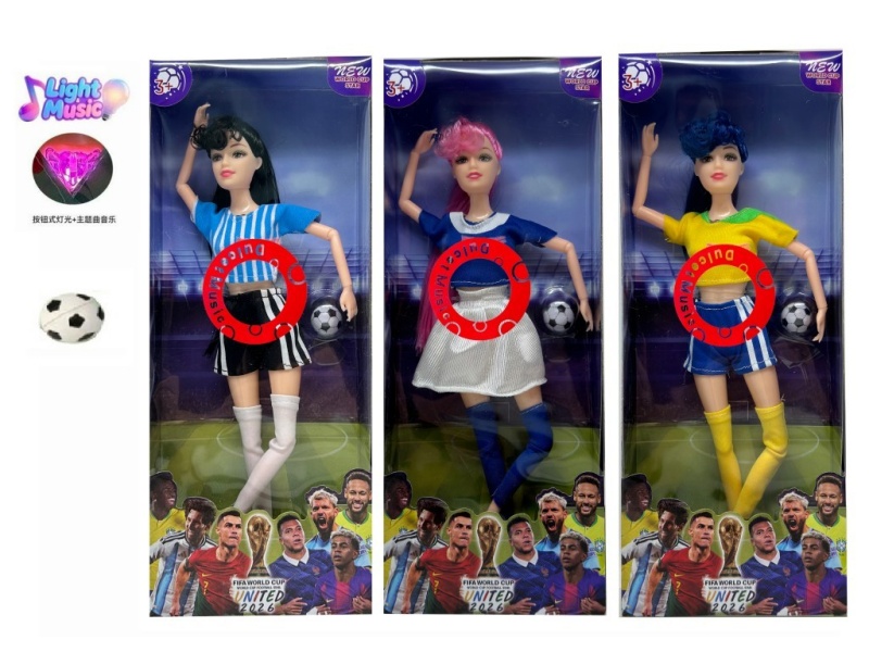 11.5-Inch 13-Joint Solid Body With Lights, Music, Theme Song, World Cup Female Star Football With A Football Blister