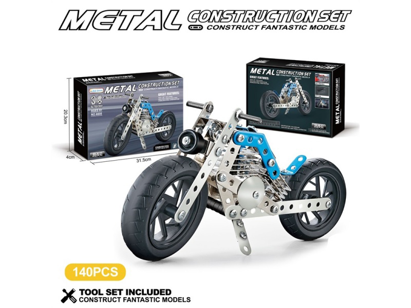 Diy Metal Building Block Motorcycle (Yellow)