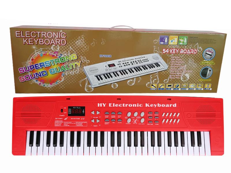 54 Keys Dual Speaker Digital Electronic Organ(Red, With USB, Microphone)