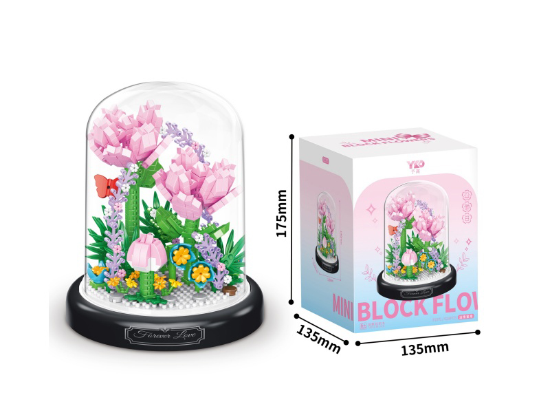 Carnation Building Blocks(With Transparent Cover + Black Base)624pcs