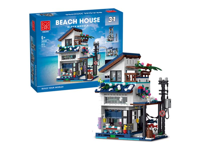 Beach House 3 In 1 Building Blocks(With Lights) 813pcs