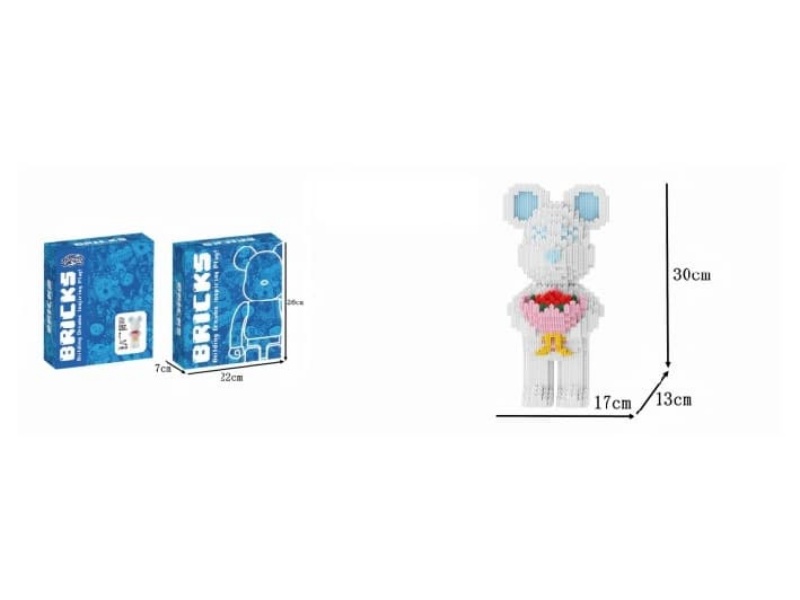 Holding Flower Violent Bear (White) Building Blocks 1878Pcs