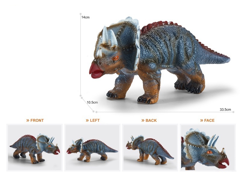 13.5-Inch Painted Thick-Fleshed, Cotton-Rich And Soft Rubber Triceratops