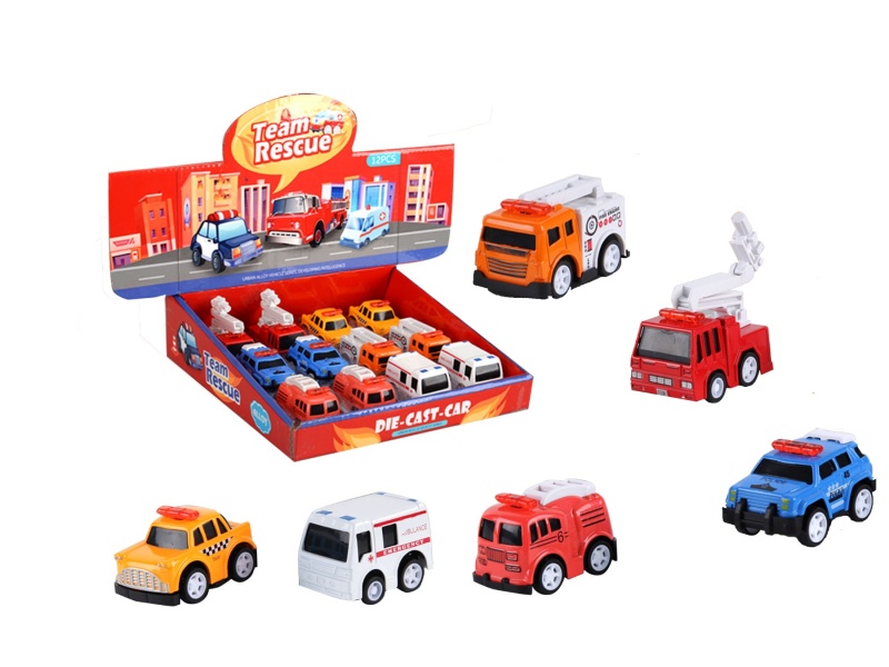 Alai Metal Cartoon Rescue Sprinkler Car Ladder Car Ambulance Police Car Car Display Box