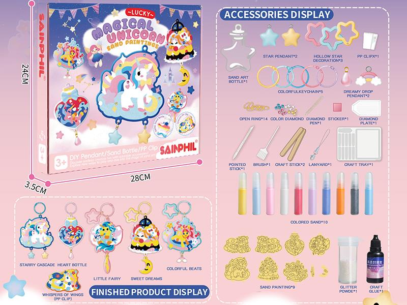 Unicorn Glitter Sand Painting Pendant(Acrylic)