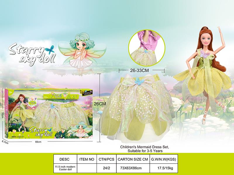 11.5 Inch 11-Joints Flower Fairy Doll With Children's Skirt