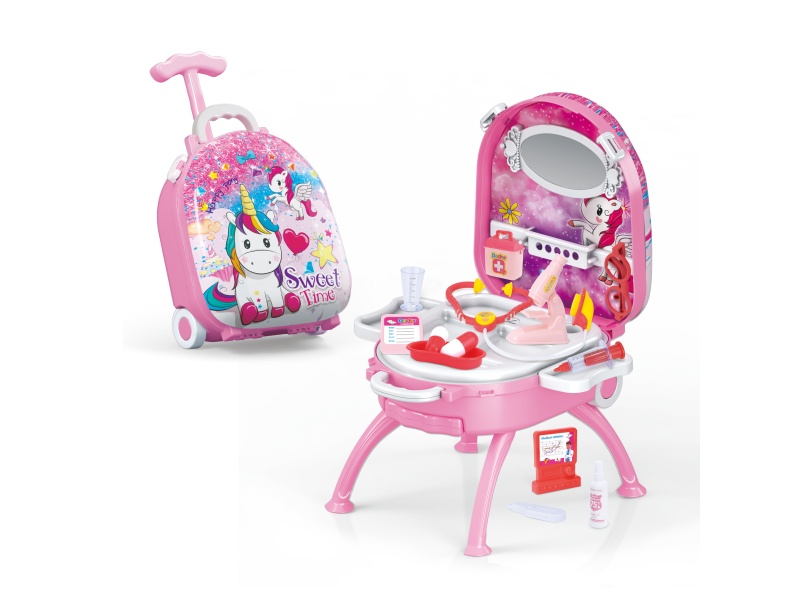 4-In-1 Hand-Held Handle Alloy Backpack Set For Unicorn-Shaped Veterinary Student