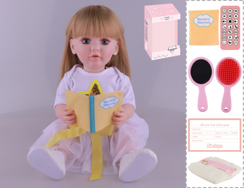 22-Inch Bionic Smart Rebirth Doll, Capable Of Bionic Shaking Of The Head, Raising Of The Hand, Mouth Movement To Speak, Intelligent Dialogue, Recording, Imitating The Tongue, Oral Skills, Dance Music