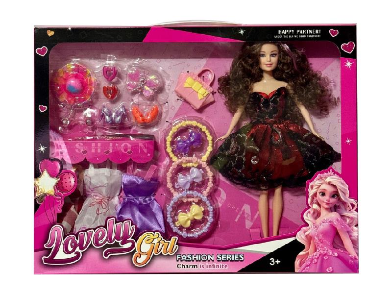 11.5" Solid Doll With Adornment Toys, Dress Up Set