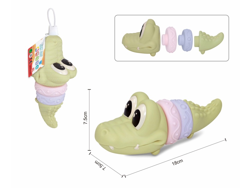 Soft Plastic Connects Animals Stacking Toy(Crocodile) 4pcs