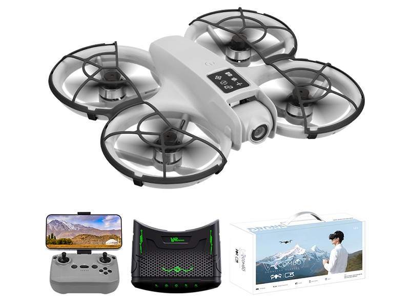 4CH Remote Control Fpv Brushless Racing Drone (Optical Flow Electronic Control + VR Kit) - Gray