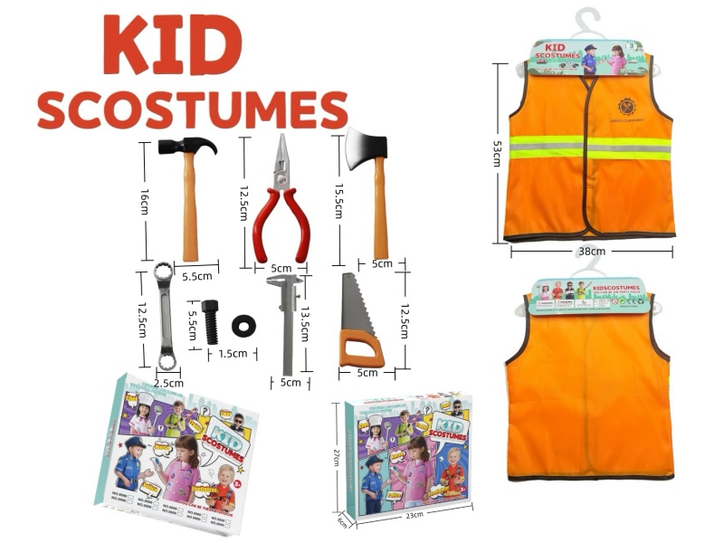 Diy Clothing Role-Playing Engineering Reflective Vest + 8-Piece Set (Thickened Style) (Color Box Style)