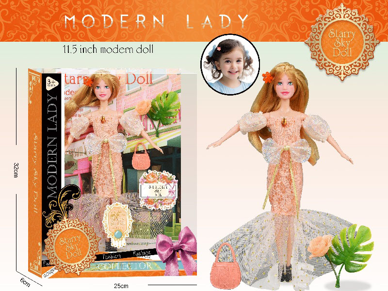 11.5-Inch 11-Joint Orange Dream Princess - Exquisite Simulation Bouquet - 1 Piece Hair Clip - Exquisite Plastic Bag