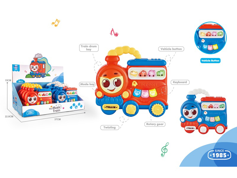 8 Sets Of Infant And Toddler Early Education And Intelligence Cartoon Train Electronic Keyboards In Two Colors Mixed